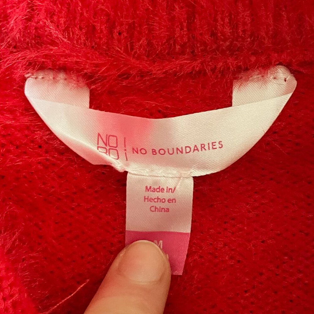 Y2k No Boundaries Red Fuzzy Sweater Jacket Size M… - image 4